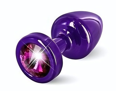 Фиолетовая пробка ANNI round Purple T1 Fuschia с малиновым кристаллом - 6 см. (Цвет: фиолетовый)