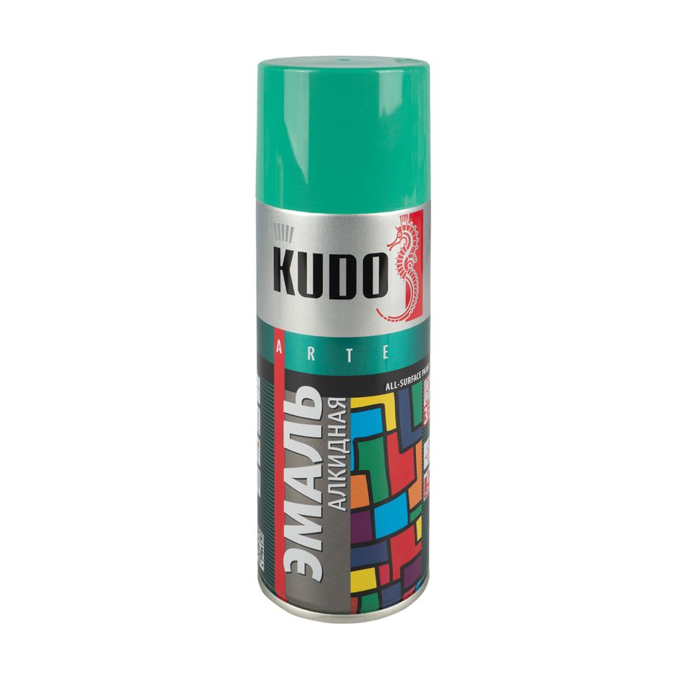 Аэрозольная алкидная краска Kudo KU-1006, 520 мл, RAL 6024, светло-зеленая, 22051