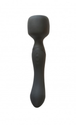 Нагревающийся двусторонний вибромассажер Heating Wand Black (Цвет: черный)