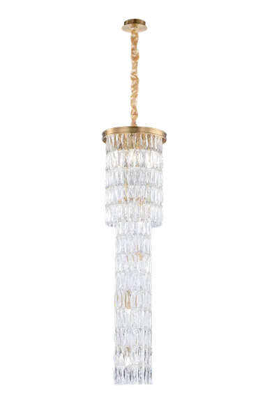 Люстра подвесная NewRgy 2727P/8A PLATING BRASS+CLEAR, 8×40 Вт, прозрачная и латунная