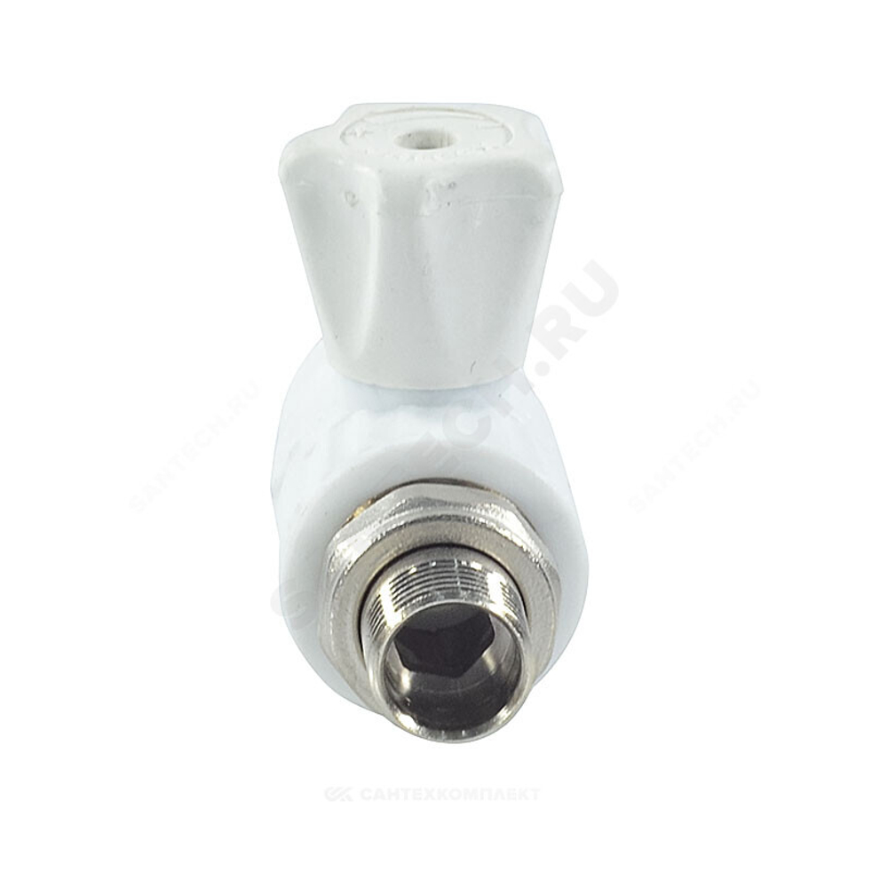 Кран шаровой PP-R белый Дн 25х3/4" НР прямой для радиатора VALFEX 10149025