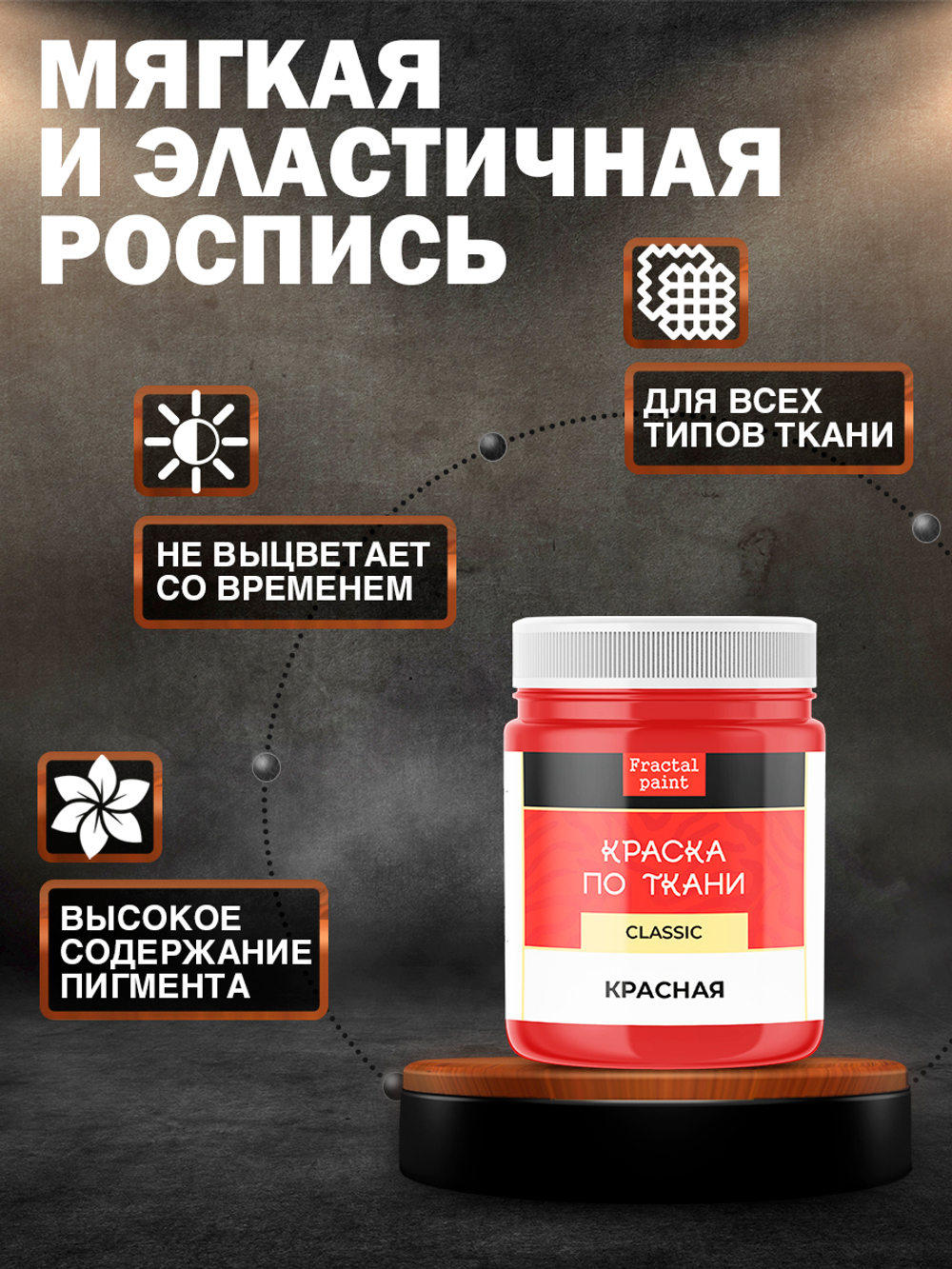 Комбо набор красок по ткани (белая, чёрная, красная, грунт белый) 50 мл