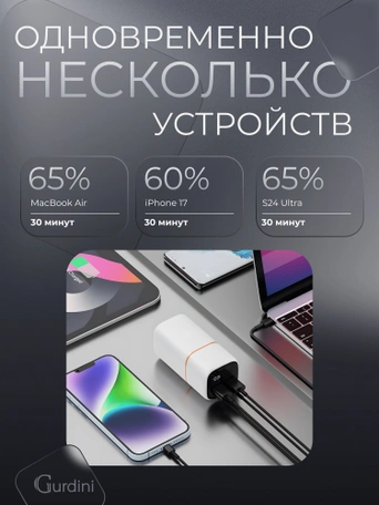 Внешний аккумулятор Gurdini Cube Power 70W GBP-07B 20000 mAh белый