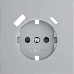 Накладка для розетки с заземлением и защитными шторками, с USB A+C Voltum S70 Серый VLS001016