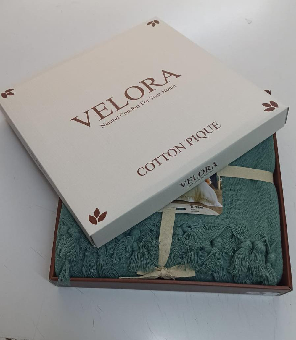 Velora Home Плед LUX Однотонный-2 зеленый цвет 200х230 100% Хлопок