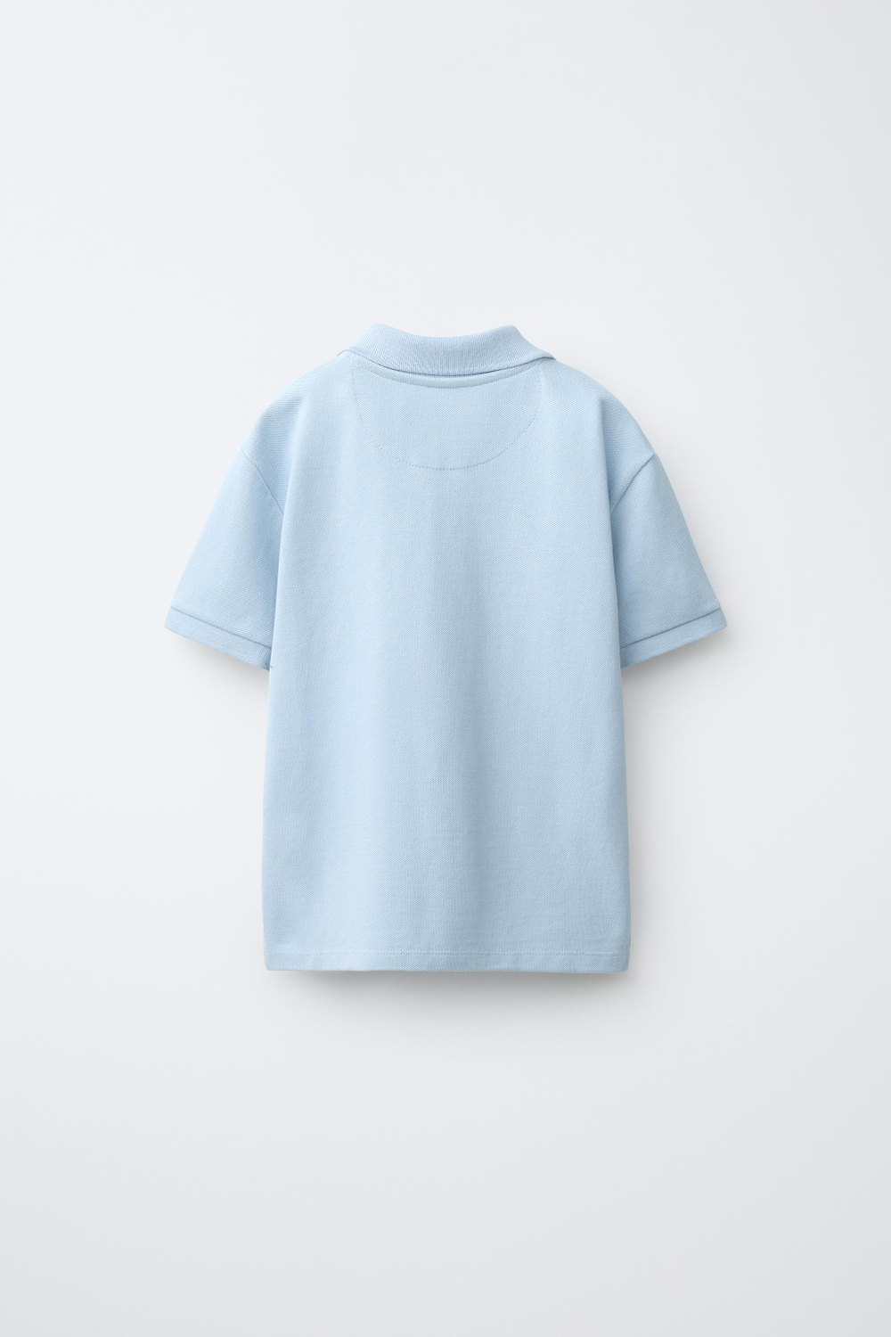 ZARA БАЗОВОЕ ПОЛО ИЗ ПИКЕ, ПАСТЕЛЬНО-СИНИЙ