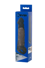 Чёрная насадка на пенис XLover c подхватом - 19,5 см. (Цвет: черный)
