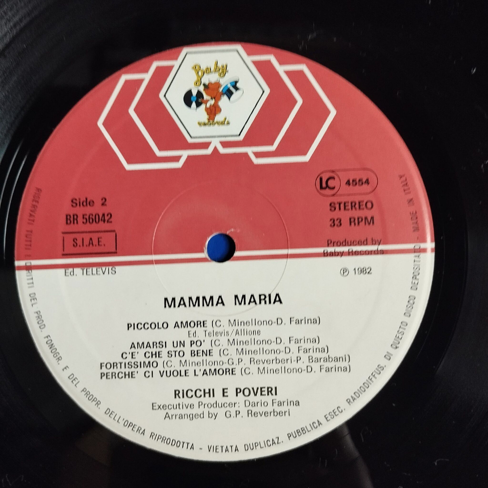 Винтажная виниловая пластинка LP Ricchi and Poveri Mamma Maria (Italy 1982)
