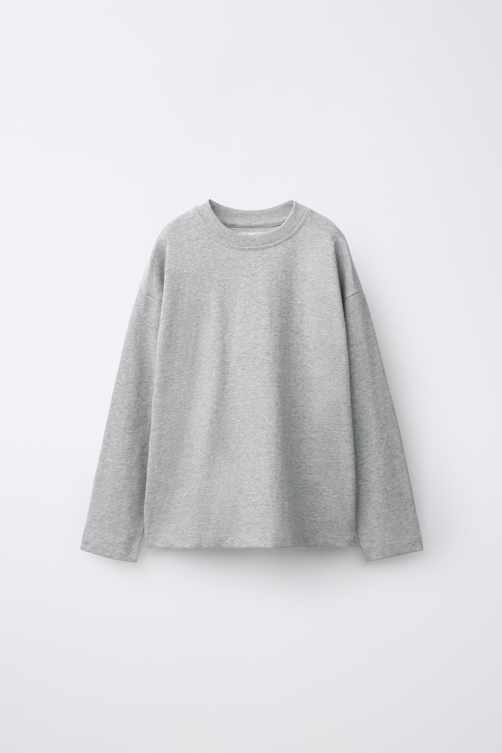 ZARA ОДНОТОННЫЙ ЛОНГСЛИВ, МЯГКИЙ СЕРЫЙ