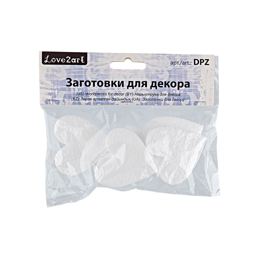 Заготовка из пенопласта Сердечки 50 мм, 5х1х5 см, 5 шт, Love2art DPZ-S