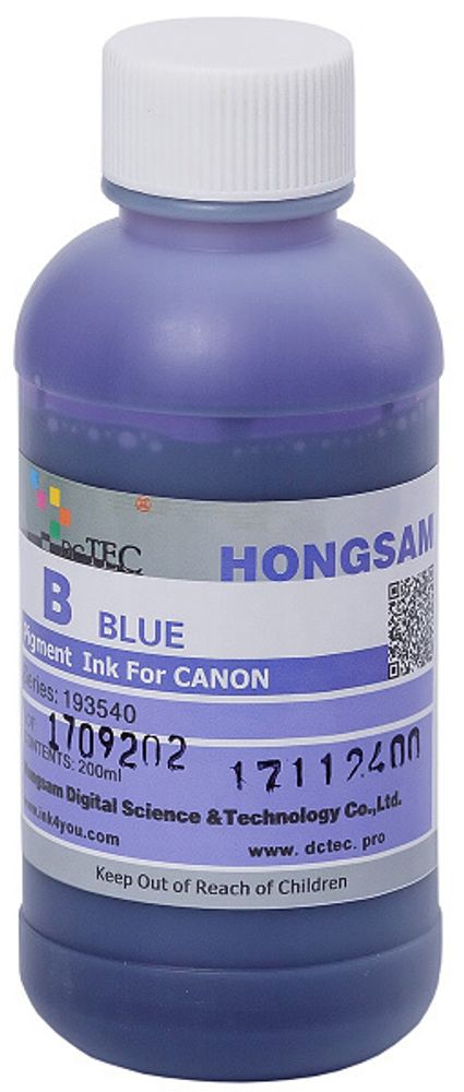 Чернила DCTec — HONGSAM пигментные для Canon серия: 193540 - Blue (Синий) 200 мл. Чернила DCTec — HONGSAM пигментные для Canon серия: 193540 - Blue (Синий) 200 мл.