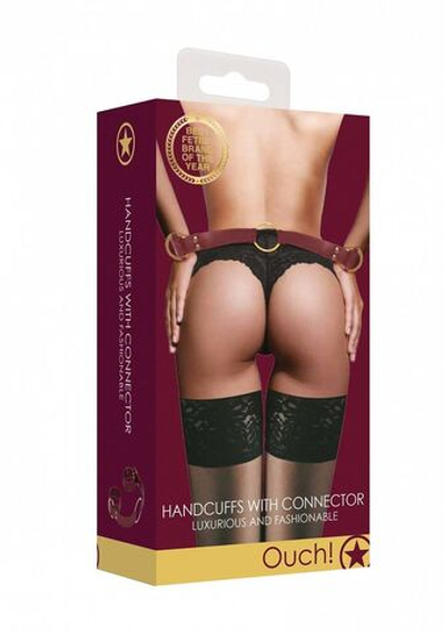 Бордовая фиксация на руки Handcuff With Connector (Цвет: бордовый)