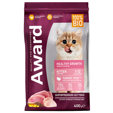 Award Healthy Growth Kitten Индейка/Курица/Рыбий жир/Семена льна для котят 10 кг