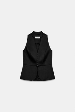 ZARA АТЛАСНЫЙ ЖИЛЕТ, ЧЕРНЫЙ