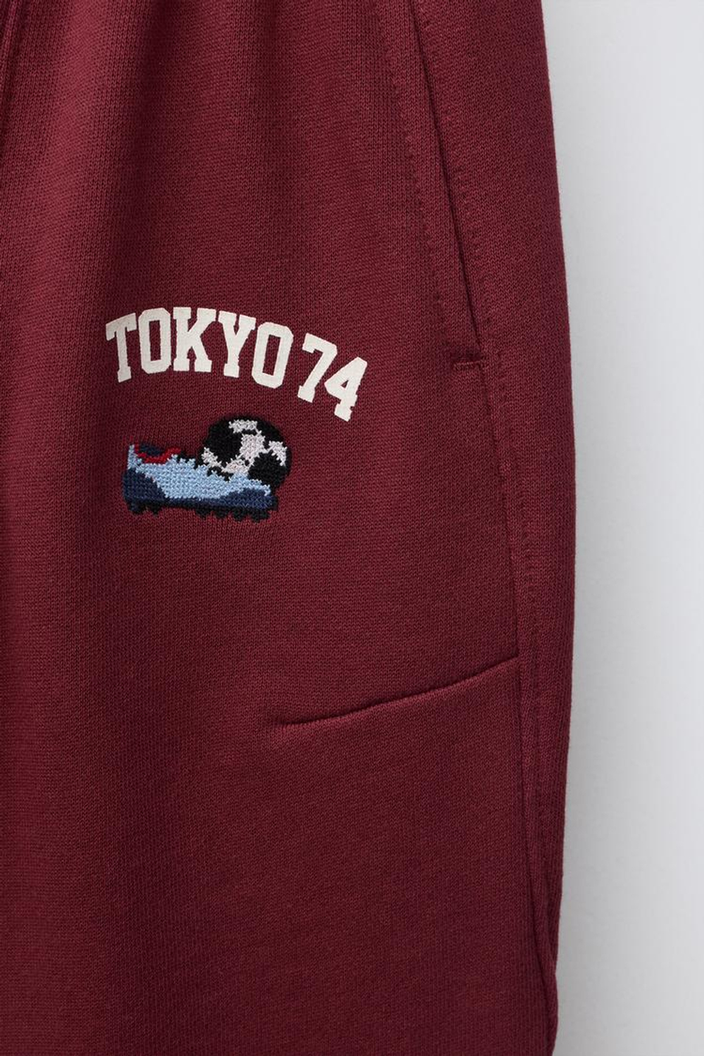 ZARA БРЮКИ BARREL VARSITY, БОРДОВЫЙ