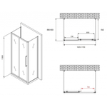 Душевой уголок Abber Schwarzer Diamant 170x60 AG30170H-S60-S60 профиль Хром стекло прозрачное