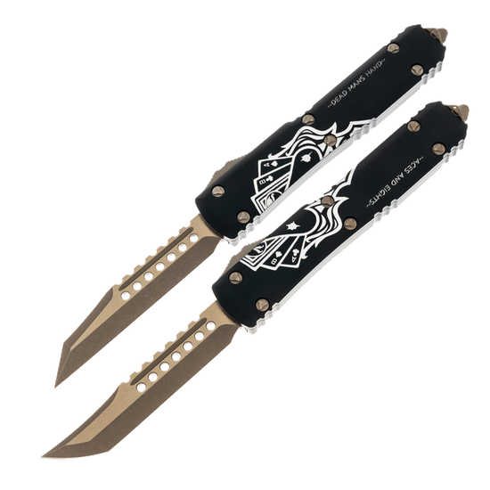 Microtech Ultratech Hellhound/Warhound SET - сет из двух автоматич. ножей, черню алюм. рук-ть