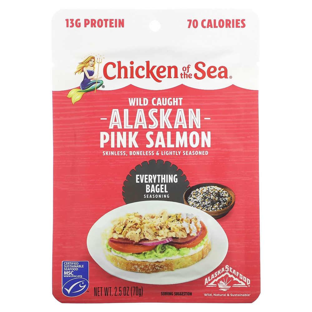 Chicken of the Sea, аляскинский горбуша дикого улова, приправа для рогаликов, 70 г (2,5 унции)