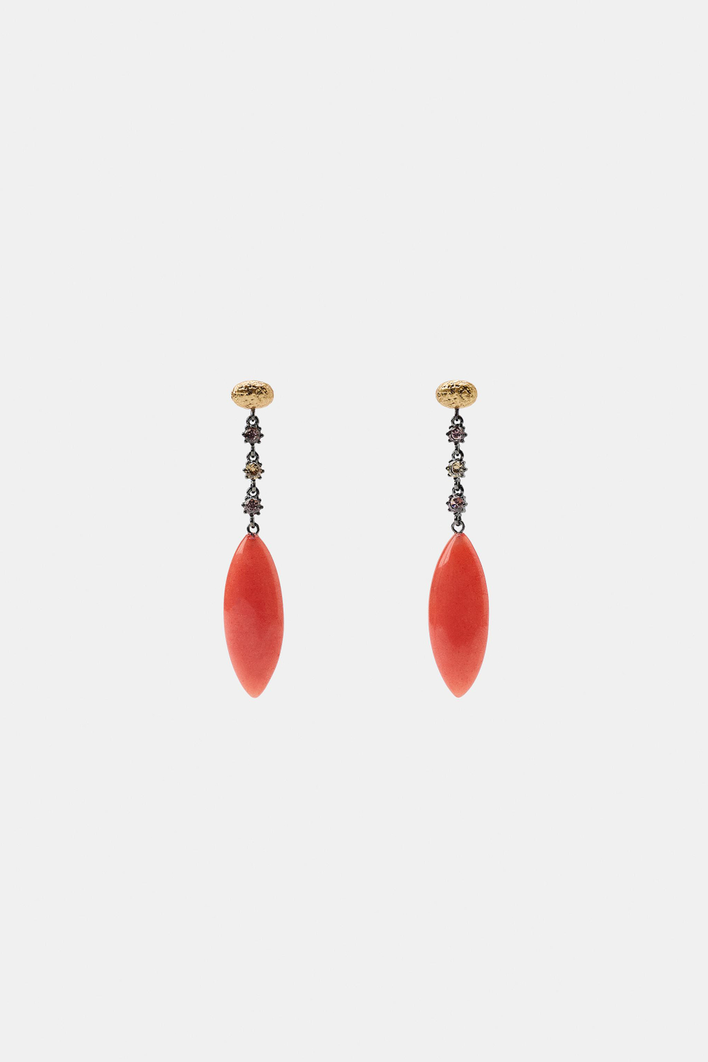 ZARA СЕРЬГИ С КАМНЯМИ И СТРАЗАМИ, КОРАЛЛОВО-КРАСНЫЙ