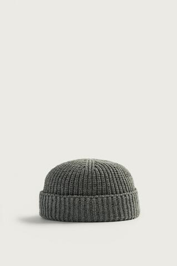 ZARA КОРОТКАЯ ШАПКА БИНИ ИЗ ХЛОПКОВОГО МИКСА, СЕРЫЙ