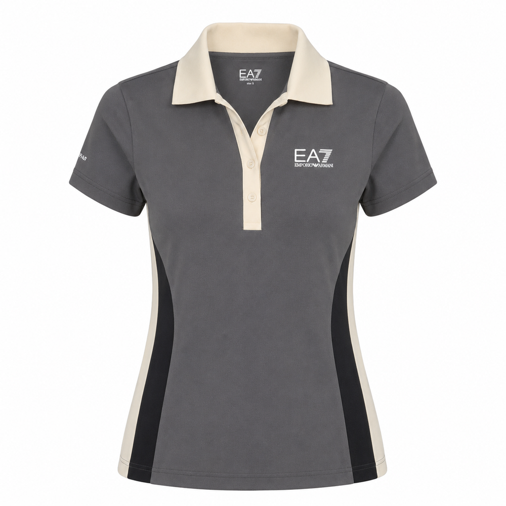 Женское поло EA7 Woman Jersey - black/butter/asphalt