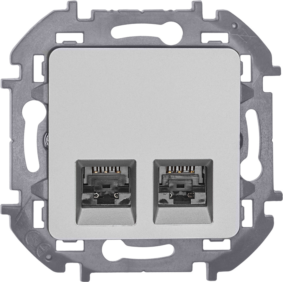 Розетка компьютерная двойная RJ45 категория 6 UTP - Legrand Inspiria - алюминий