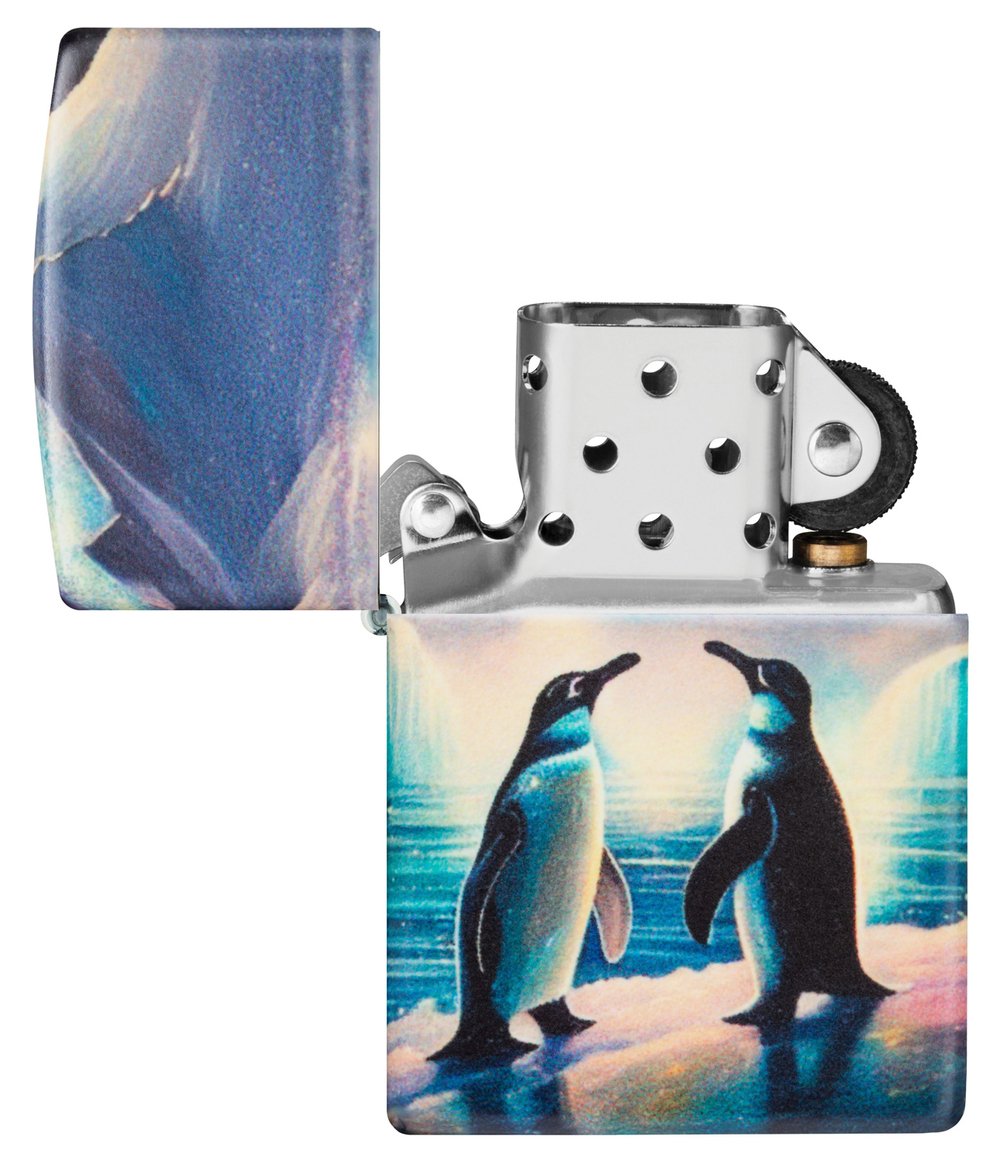 Зажигалка Zippo Penguin с покрытием Glow In The Dark Green, латунь/сталь, разноцветная, 38x13x57 мм