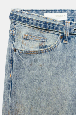 ZARA ДЖИНСЫ TRF СВОБОДНОГО КРОЯ С НИЗКОЙ ПОСАДКОЙ И ПОЯСОМ, ГОЛУБОЙ