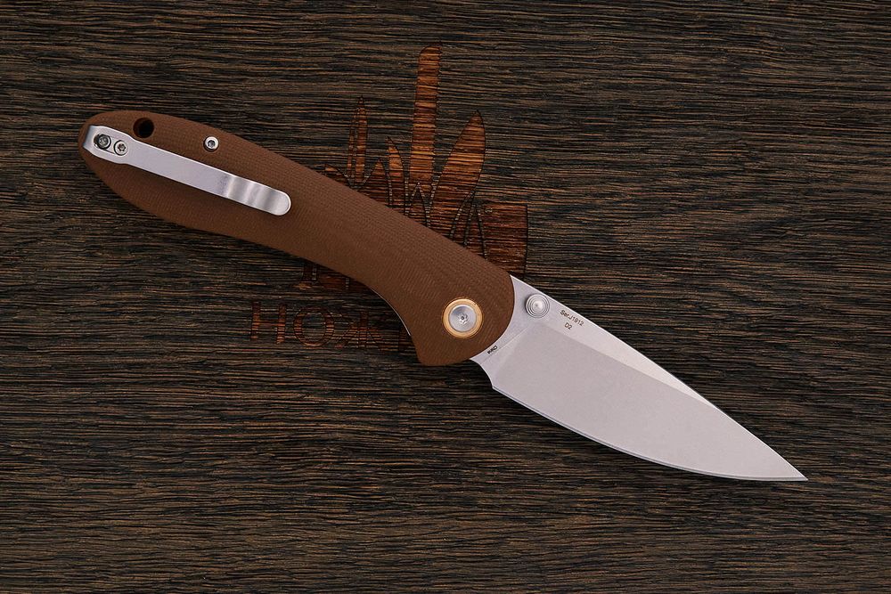Нож складной CJRB J1912-BNC Feldspar, клинок 89мм, сталь D2, рукоять G10 коричневый