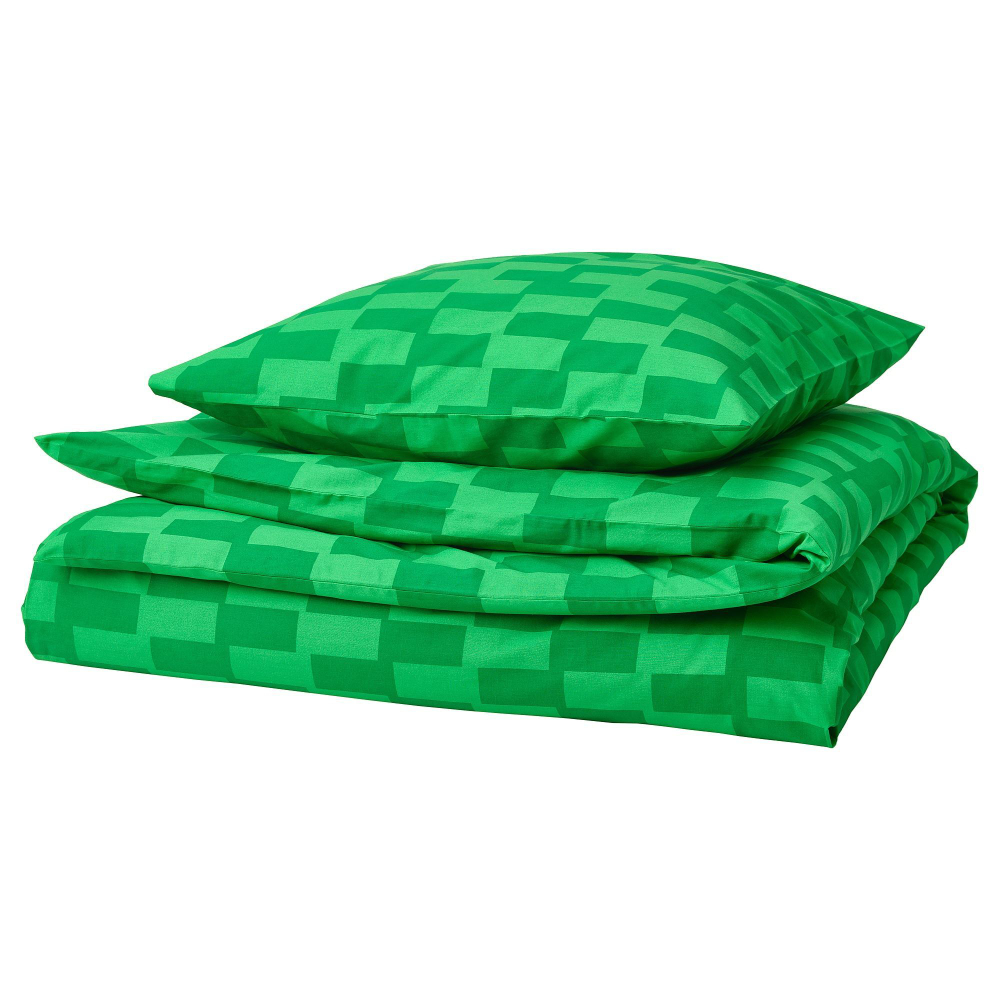 Комплект постельного белья IKEA BLASKATA (БЛОСКАТА), Односпальный, Зеленый, 150х200, 50х80 см