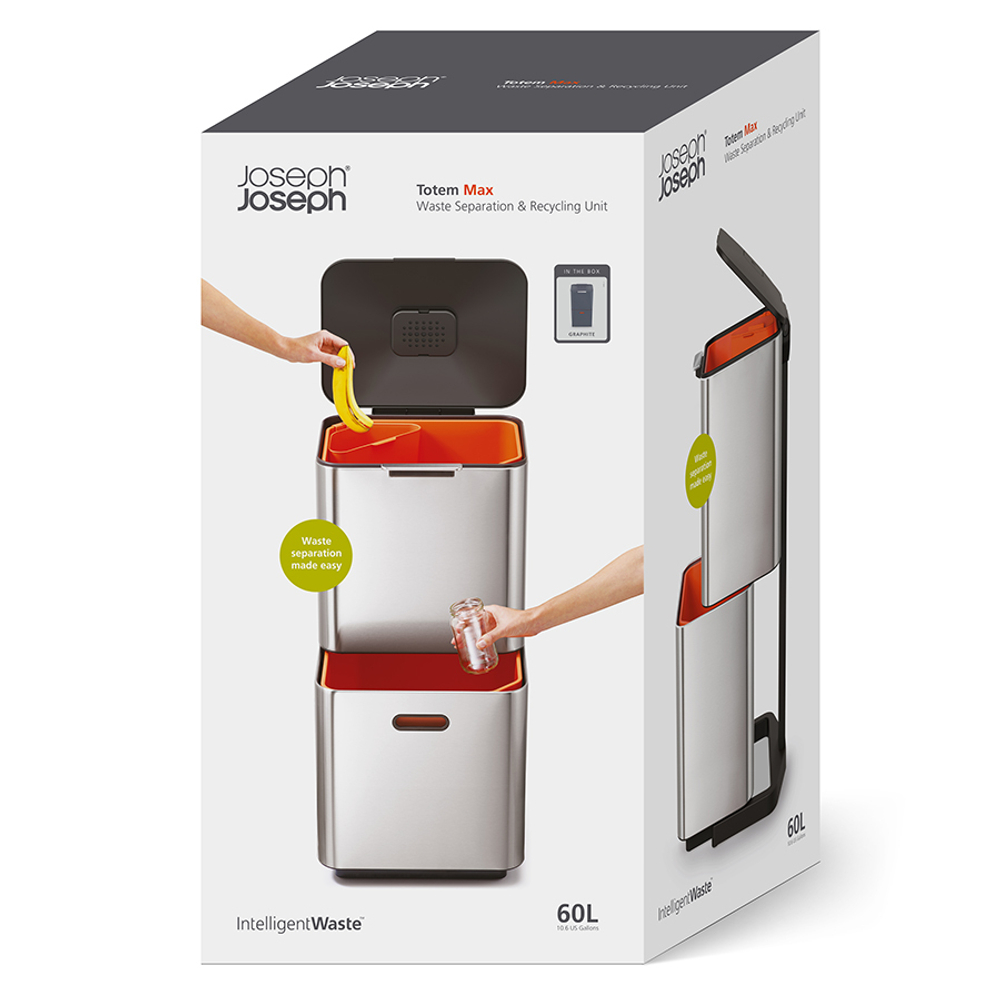 Контейнер для мусора с двумя баками totem max, 60 л, графит