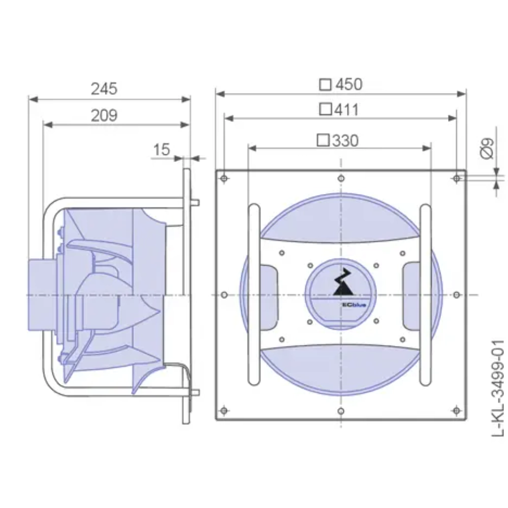 Модульный вентилятор Menerga Radial fan GR (ZIEHL-ABEGG ZAvblue)