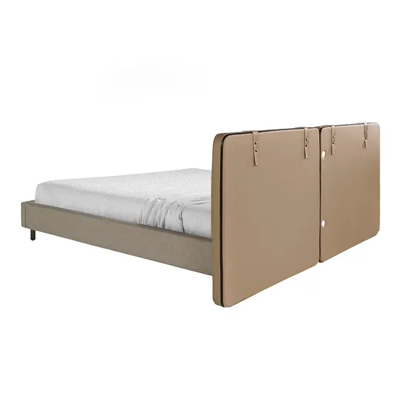 Кровать Angel Cerda 7154, 190х200 см из экокожи цвета норки и серой ткани