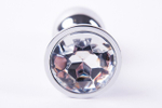 Анальная пробка металлическая серебристая с прозрачным кристаллом Onjoy Metal Plug Silver Medium (Цвет: серебряный с прозрачным)