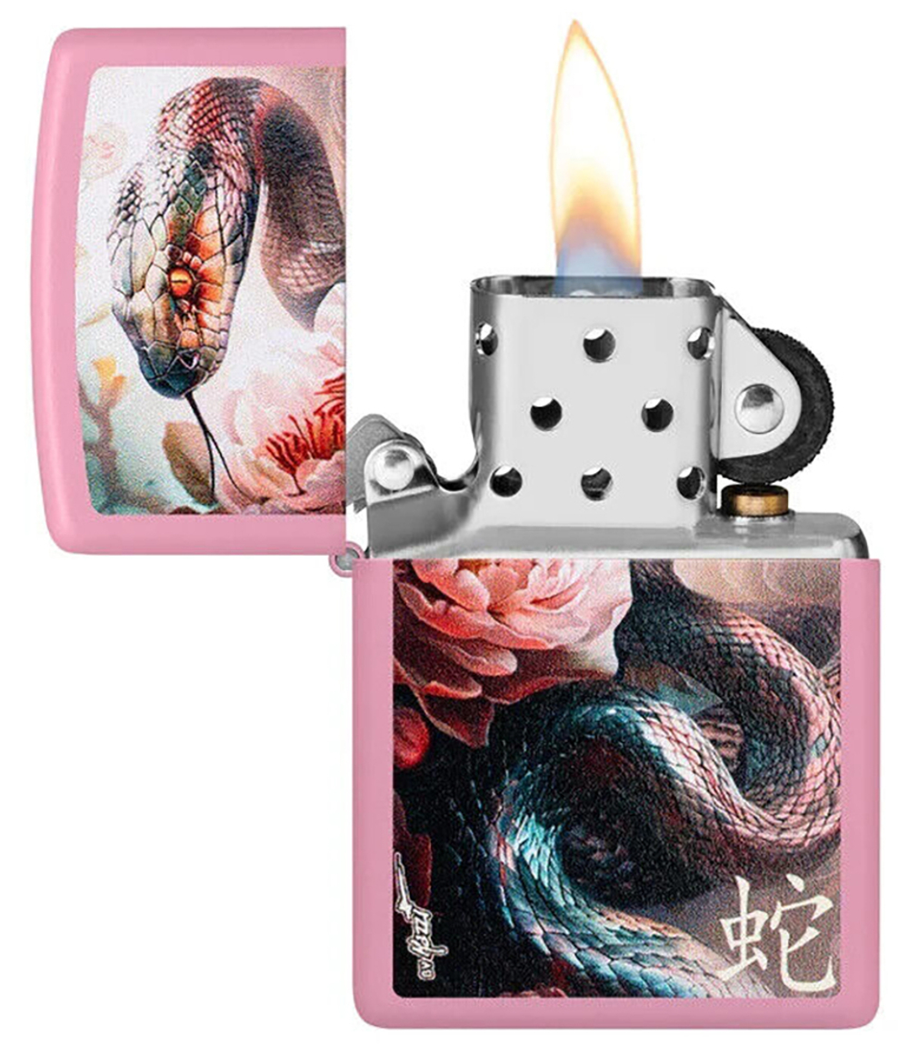 Зажигалка ZIPPO Mazzi Anaconda с покрытием Pink Matte, латунь/сталь, розовая, матовая, 38x13x57 м, ш