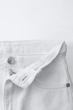 ZARA ДЖИНСЫ BARREL С ОТВОРОТАМИ, БЕЛЫЙ
