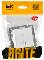 BRITE Выключатель 2-клавишный с индикацией 10А ВС10-2-1-БрАБ арктический белый IEK