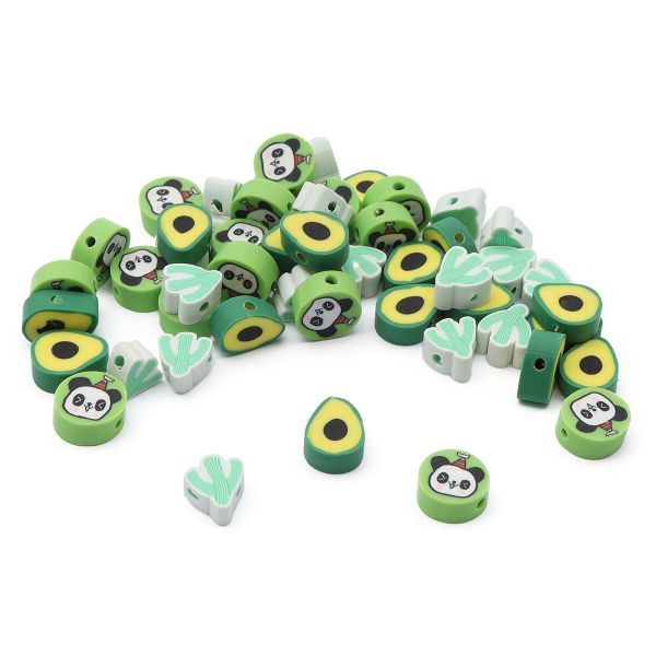 Бусины полимерная глина набор Зеленый микс, 50 шт, Astra&Craft, ZZ1418-1
