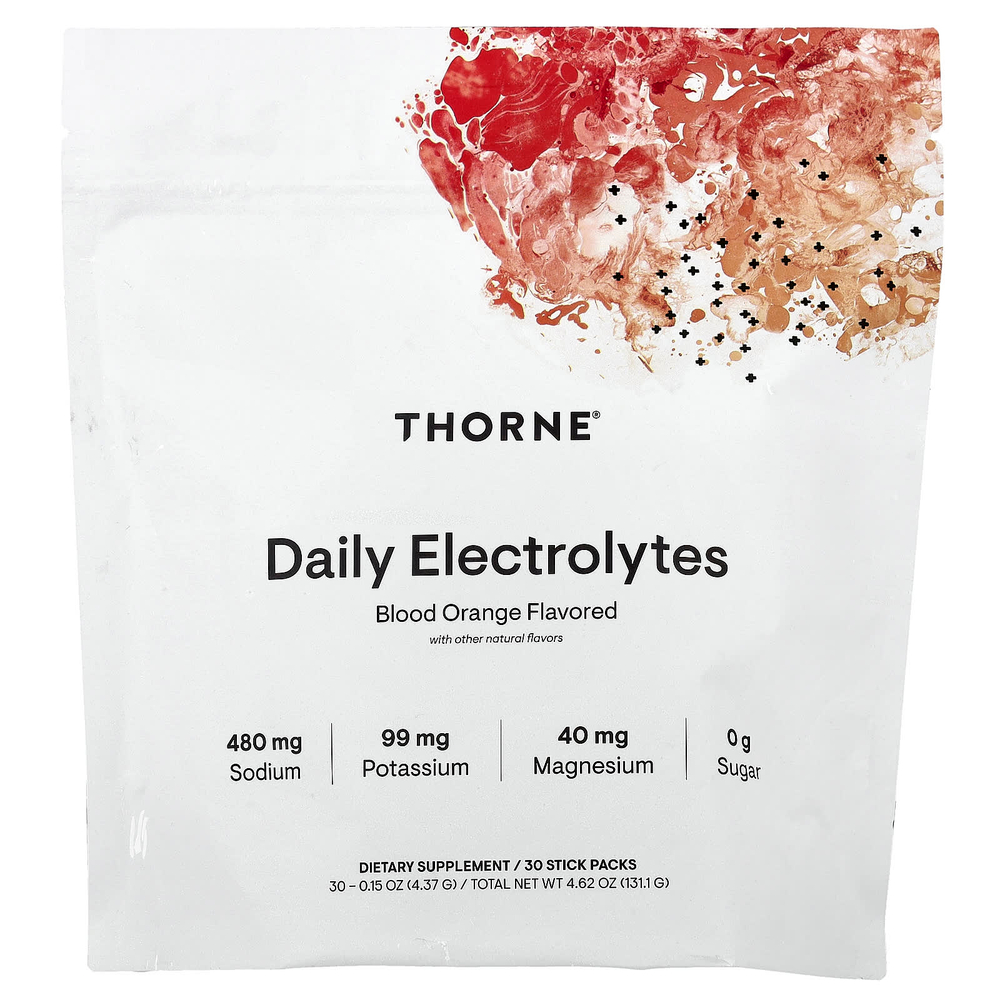 Thorne, ежедневные электролиты, красный апельсин, 30 пакетиков по 4,37 г (0,15 унции)