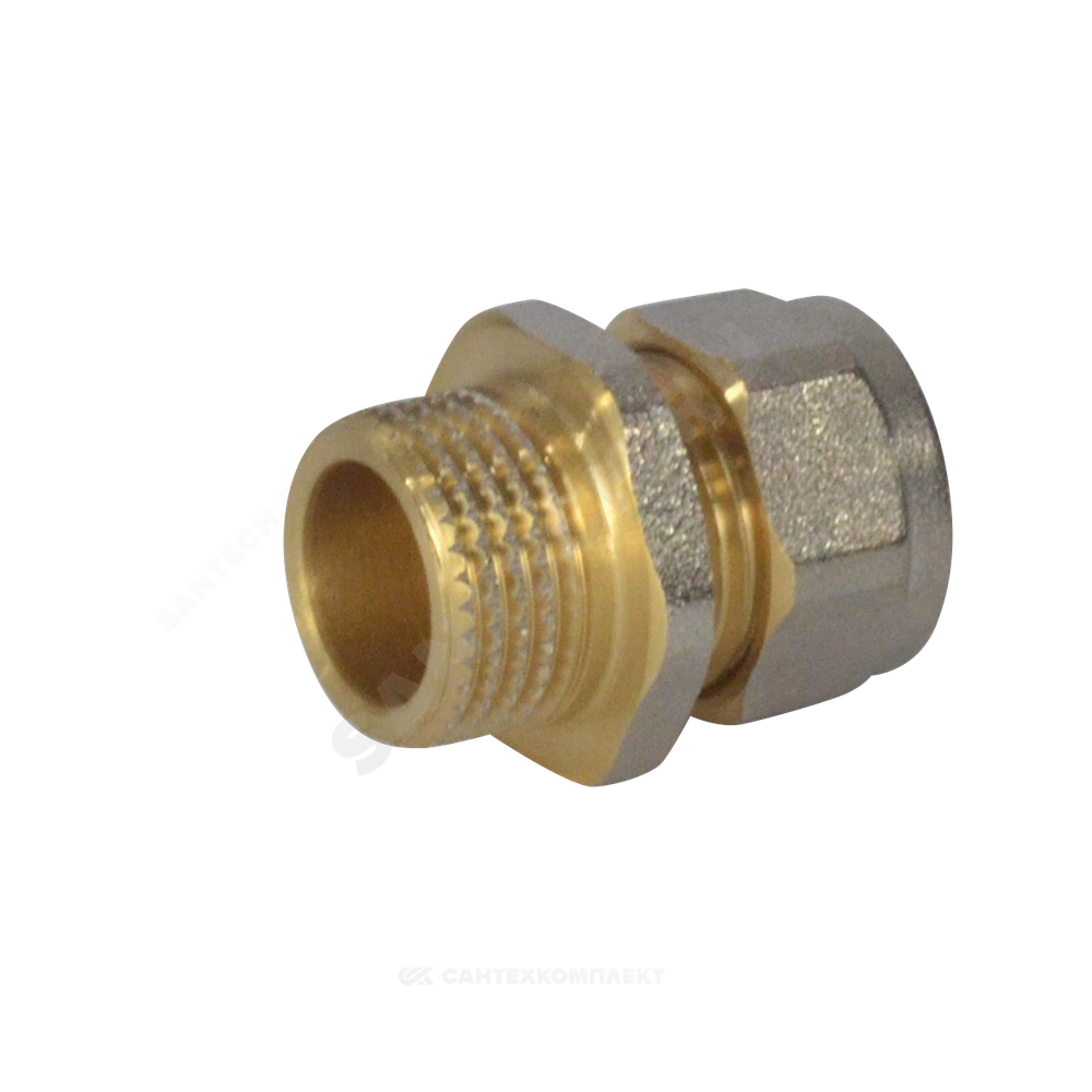 Муфта МП латунь никель обжим Дн 20х1/2" НР ГОСТ 32415-2013 7001 Aquasfera 7001-03
