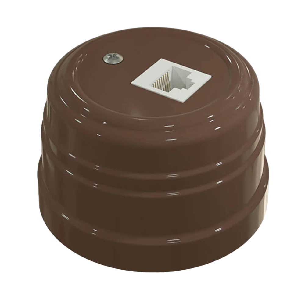 Розетка пластиковая ретро компьютерная RJ45 Какао Мезонин GE30341-70 / Интернет