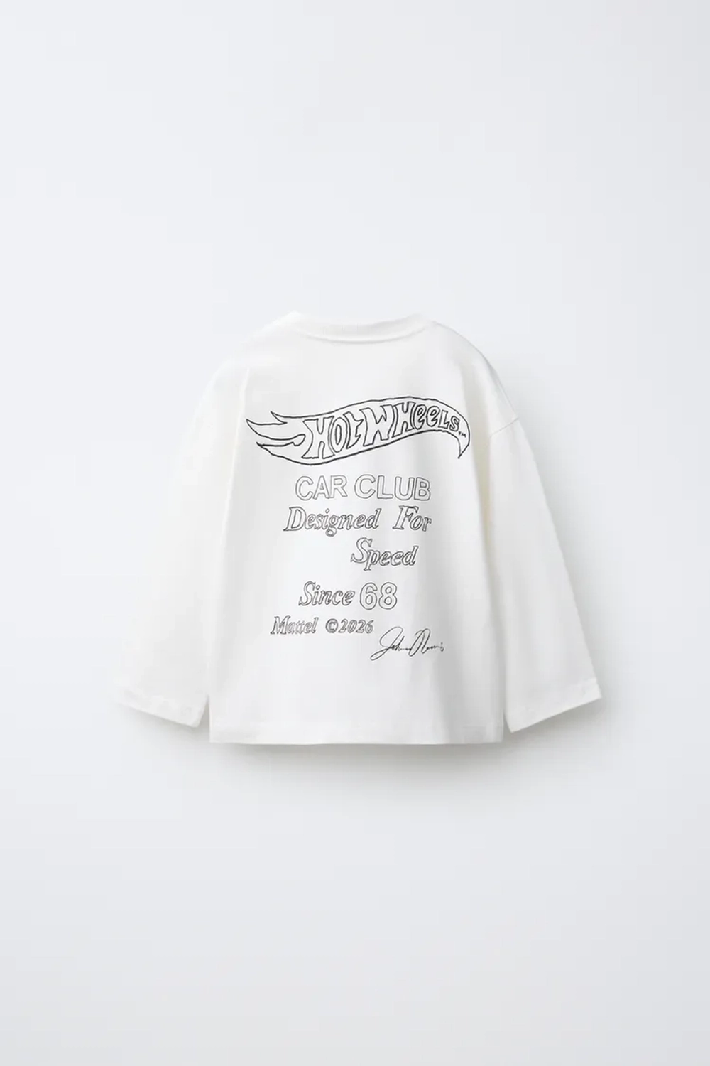 ZARA ЛОНГСЛИВ С ПРИНТОМ HOT WHEELS™ MATTEL, БЕЛЫЙ