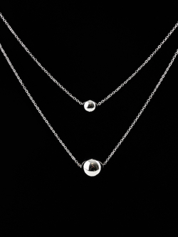 Колье-цепочка с подвеской Два шарика в родии