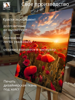 Картина Маковый рассвет на стену 50x70см 1шт.