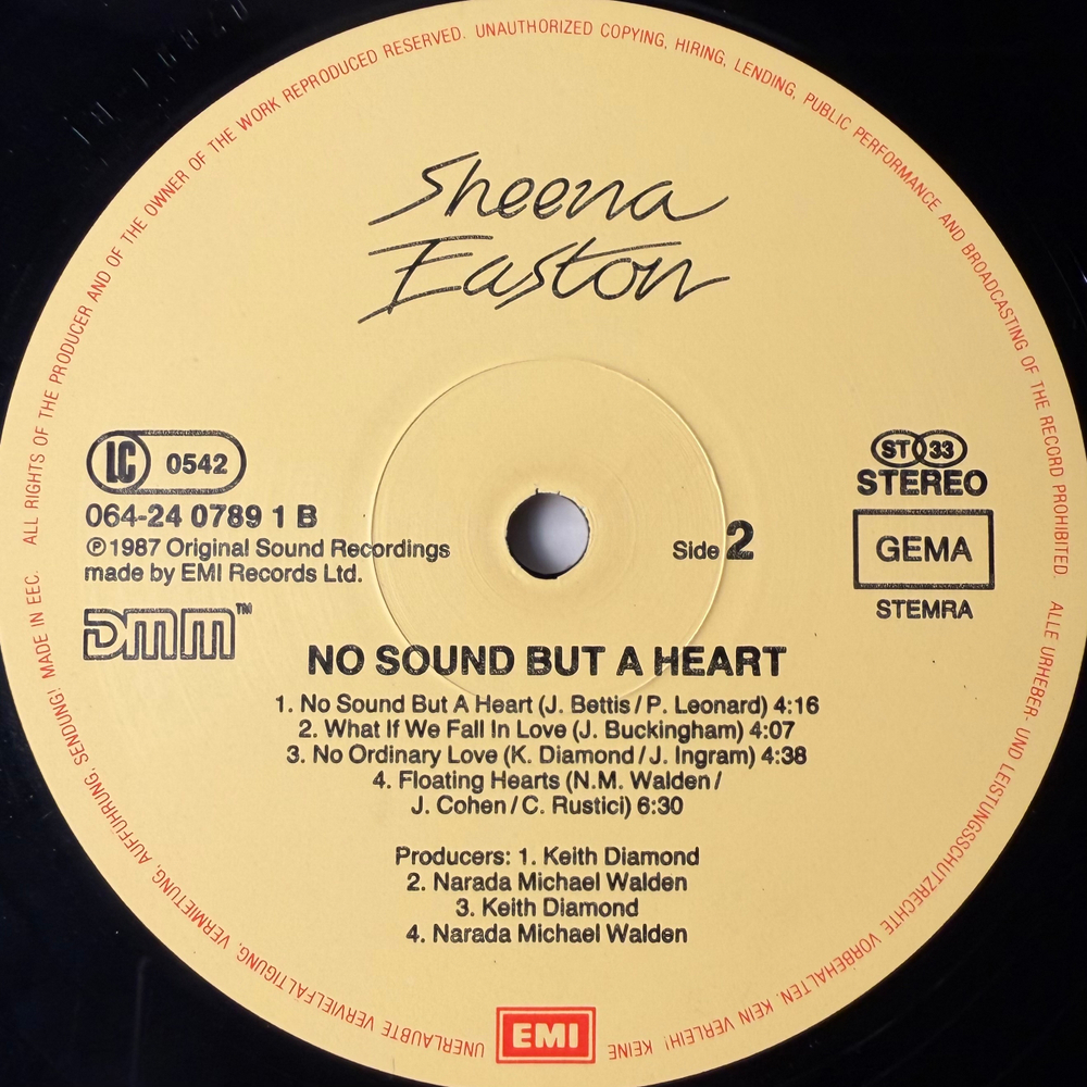 Sheena Easton ‎– No Sound But A Heart (Европа 1987г.)