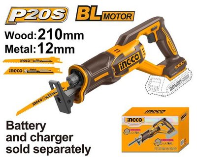 Аккумуляторная сабельная пила 20В BL без АКБ и ЗУ SUPER INGCO CRSLI2108 INDUSTRIAL
