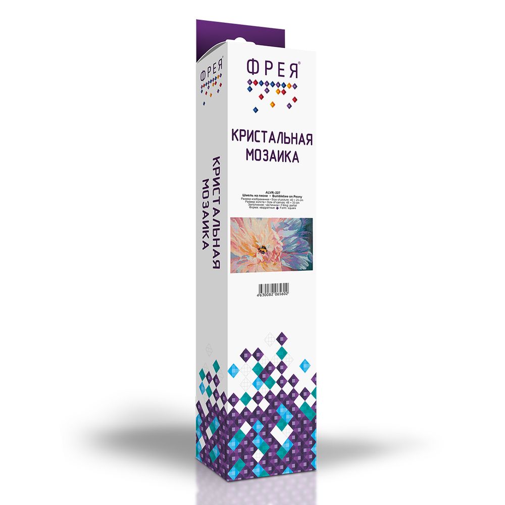 Алмазная (кристальная) мозаика Фрея ALVR-227, Шмель на пионе, 40х25 см