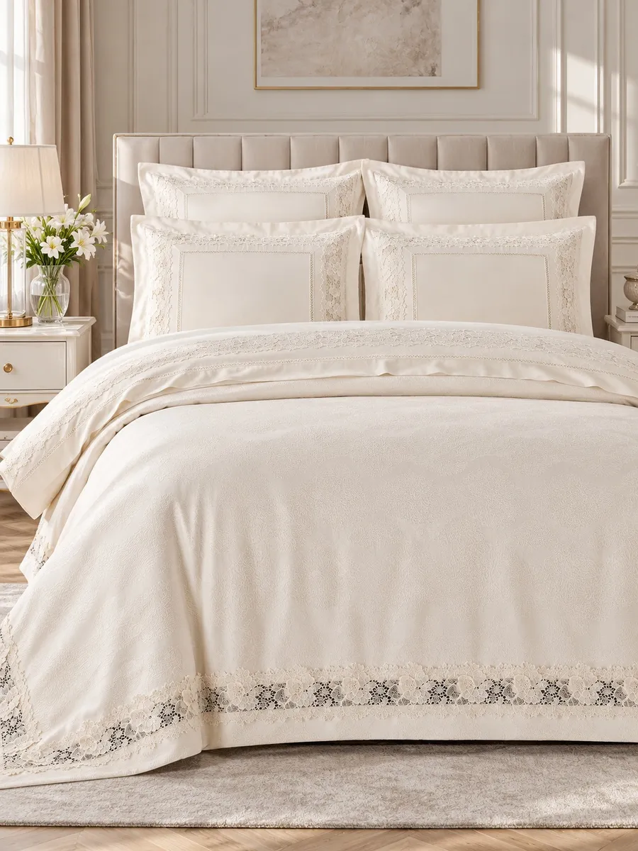 Gelin Home КПБ 6 пр. PRENSES кремовый цвет пододеяльник 200*220, простынь 240*260, наволочки 50*70 2шт, декоративные наволочки 50*70 2шт GLNN574 — фото 3