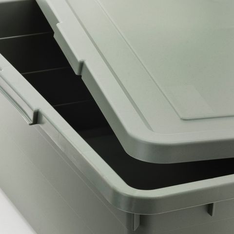 Коробка для хранения с крышкой IKEA SOCKERBIT (СОККЕРБИТ), Серо-зеленый, 50x77x19 см
