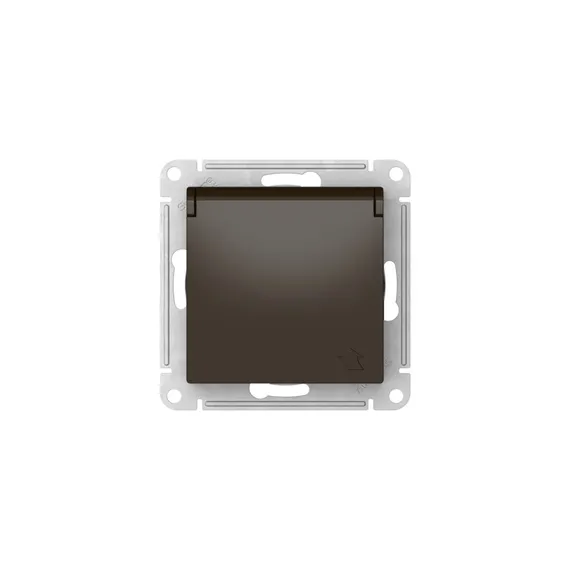 Розетка с крышкой Systeme Electric AtlasDesign Мокко, самозажимные клеммы ATN000646S